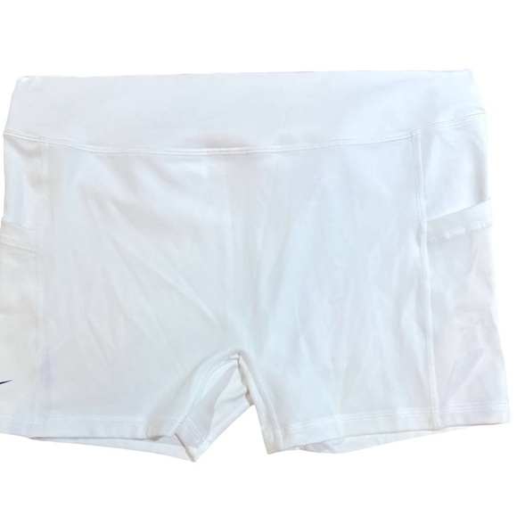 Nike Women’s Dri-Fit Tennis Shorts Size L White - Tight-Fit with Pockets - Picture 1 of 7